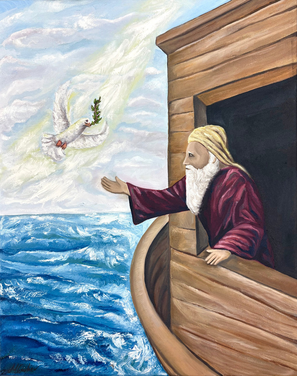 Noah and the dove (Print)