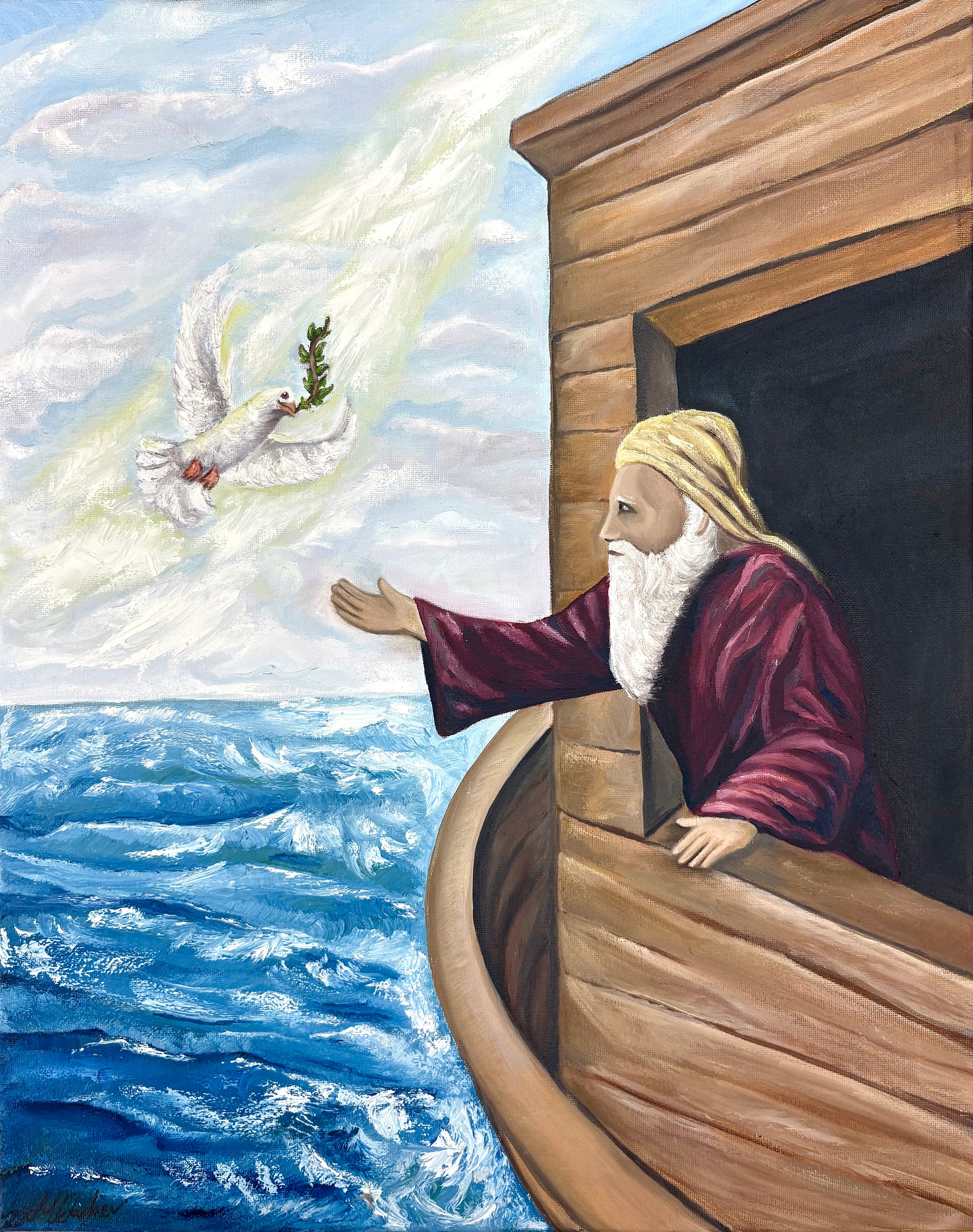 Noah and the dove (Print)